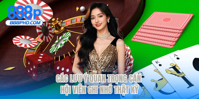 Các lưu ý quan trọng cần hội viên ghi nhớ thật kỹ